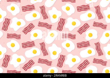 seamless pattern with fried eggs and bacon - vector illustration Stock Vector