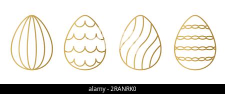 set of different golden line easter egg - vector illustration Stock Vector