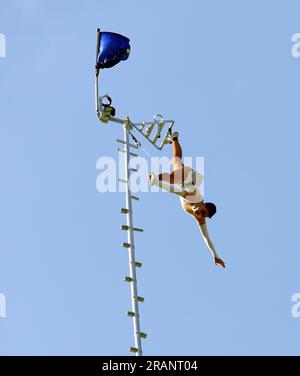 Märkisch Oderland:The photo shows Sophie, artist of the Falko Traber high wire show at the Kulturpark in Strausberg (Photo by Simone Kuhlmey/Pacific Press/Sipa USA) Stock Photo