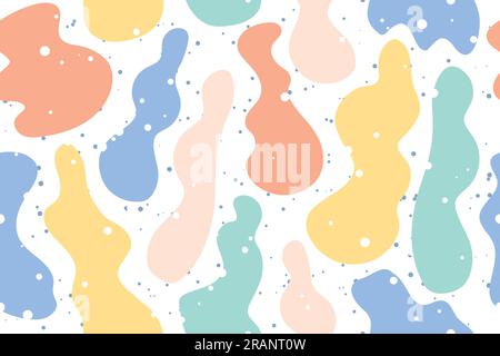 seamless summer pattern with colorful abstract shapes of leaves and smudges- vector illustration Stock Vector