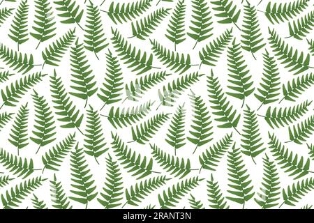 seamless summer pattern with green forest fern leaves - vector illustration Stock Vector
