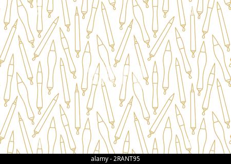 golden seamless pattern with japanese writing brushes- vector illustration Stock Vector