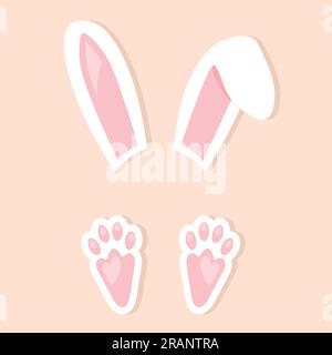 easter rabbit ears and paw - vector illustration Stock Vector
