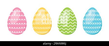 set of different colorful easter eggs with ornaments - vector illustration Stock Vector