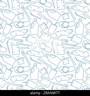 seamless pattern with plastic garbage - vector illustration Stock Vector
