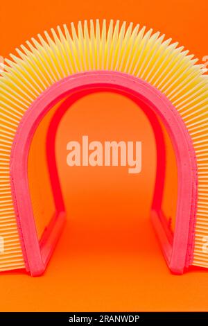 An abstract image of the air new filter. Orange background Stock Photo ...