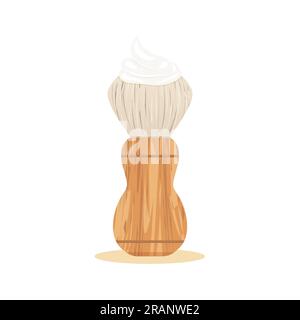 wooden shaving brush with foam- vector illustration Stock Vector