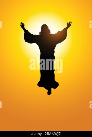 Silhouette illustration of the ascension of Jesus Christ Stock Vector