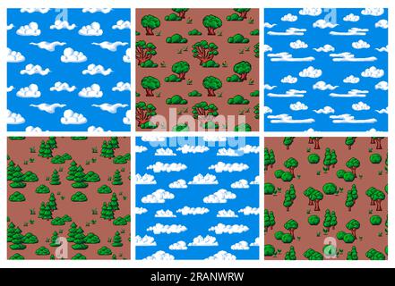 Background decoration with pixel game elements Stock Vector