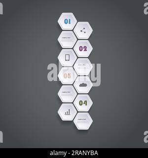 Infographic Concept with Hexagons - Flow Chart Design - Timeline Stock Vector