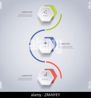 Infographic Concept - Flow Chart Design - Timeline with Hexagons Stock Vector