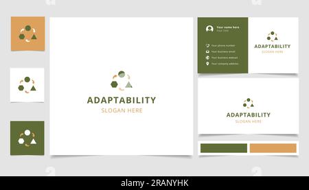 Adaptability logo design with editable slogan. Branding book and business card template. Stock Vector