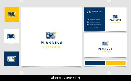 Planning logo design with editable slogan. Branding book and business card template. Stock Vector