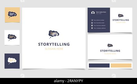 Storytelling logo design with editable slogan. Branding book and business card template. Stock Vector