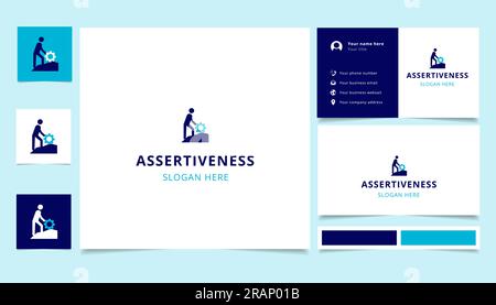 Assertiveness logo design with editable slogan. Branding book and business card template. Stock Vector