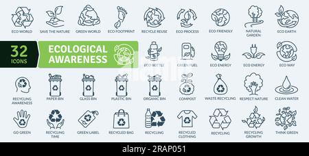 Ecological Succession Icons Pack. Thin line icons set. Simple vector icons Stock Vector