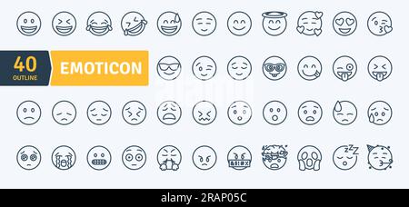 Emoticons Thin Line Pack. Vector scalable icons Stock Vector