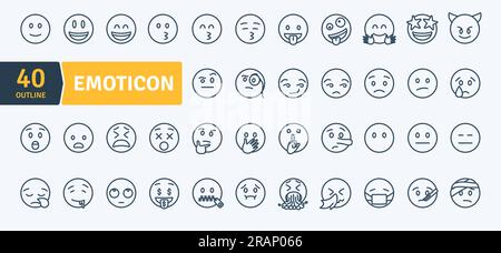 Emoticons Thin Line Pack. Vector scalable icons Stock Vector