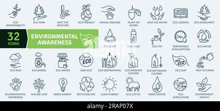 Ecological Succession Icons Pack. Thin line icons set. Simple vector icons Stock Vector