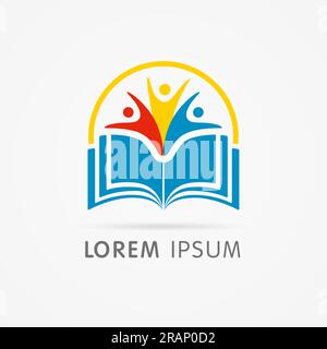 Education book logo icon. Vector illustration for bible school, library or back to school design Stock Vector