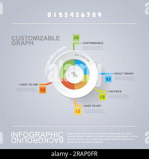 Customizable Circle Infographic Design with Pie Chart Stock Vector