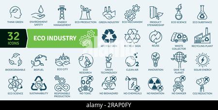 Eco industry and ecological Succession Icons Pack. Thin line icons set. Simple vector icons Stock Vector