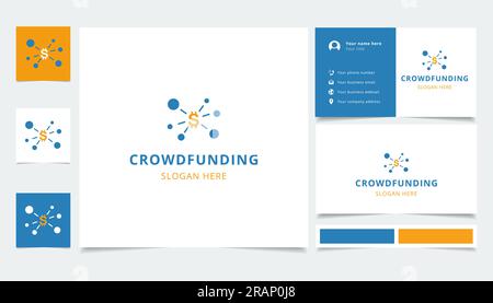 Crowdfunding logo design with editable slogan. Branding book and business card template. Stock Vector