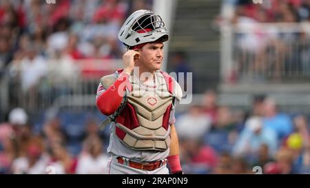 This is a 2023 photo of catcher Tyler Stephenson of the Cincinnati Reds  baseball team. This image reflects the Reds active roster as of Tuesday,  Feb. 21, 2023, when this image was