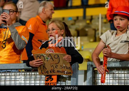 02-07-2023: Sport: Nederland v Belgie (woman friendly)   SITTARD, NETHERLANDS - JULY 2: Fans of the Netherlands during the International Friendly Wome Stock Photo