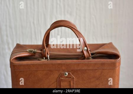 brown leather vintage retro bag Stock Photo