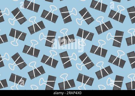 seamless office pattern with black paper clips- vector illustration Stock Vector