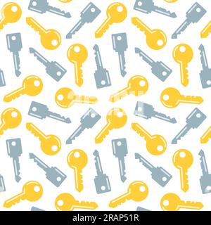 seamless pattern with gold and silver keys; security concept - vector illustration Stock Vector