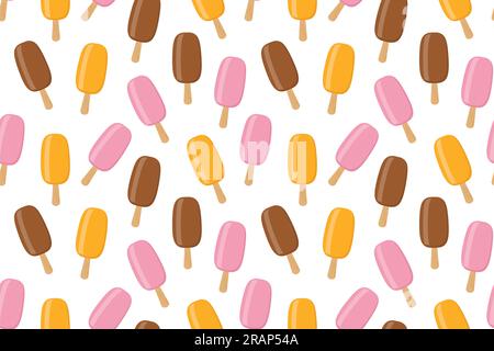 seamless summer pattern with ice creams on a stick - vector illustration Stock Vector