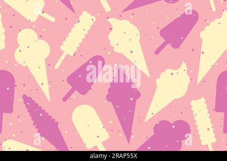 seamless summer pattern with different ice creams- vector illustration Stock Vector
