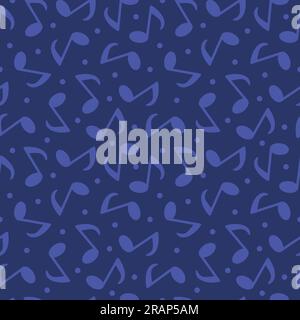 blue seamless pattern with music notes, great for men's clothing, ties; Father's Day- vector illustration Stock Vector
