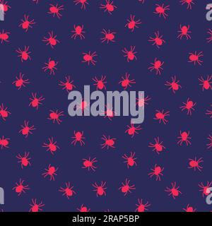 dark seamless pattern with red spiders, great for men's clothing, ties; Father's Day- vector illustration Stock Vector