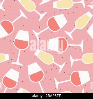 seamless wine glasses pattern - vector illustration Stock Vector