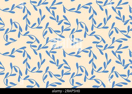 seamless blue pattern with twigs with leaves, great for wallpaper, textile, greeting card - vector illustration Stock Vector