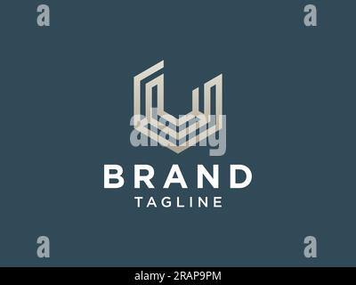 Abstract Initial Letter U Logo. Geometric Linear Style isolated on White Background. Usable for Business and Building Logos. Flat Vector Logo Design T Stock Vector