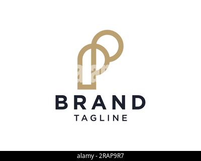 Abstract Initial Letter P Logo. Gold Geometric Arrow Shape Origami Style. Usable for Business and Construction Logos. Flat Vector Logo Design Template Stock Vector
