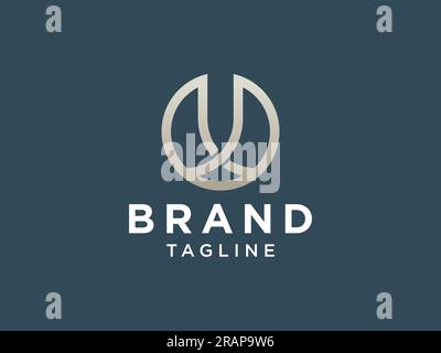 Abstract Initial Letter U Logo. Geometric Linear Style isolated on White Background. Usable for Business and Building Logos. Flat Vector Logo Design T Stock Vector