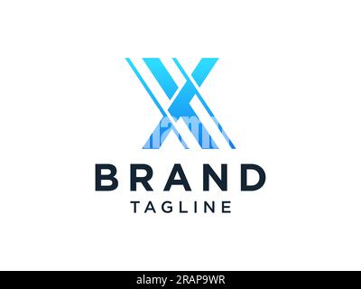 Blue Geometric Line Letter X Logo. Flat Vector Logo Design Template Element Stock Vector
