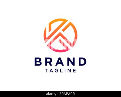 Initial Letter K Logo. Flat Line Vector Branding Logo Design Template Element Stock Vector