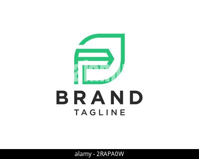 Abstract Initial Letter P Logo. Green Rounded Line Infinity Style isolated on White Background. Usable for Business and Technology Logos. Flat Vector Stock Vector