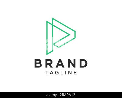 Abstract Initial Letter P Logo. Green Rounded Line Infinity Style isolated on White Background. Usable for Business and Technology Logos. Flat Vector Stock Vector