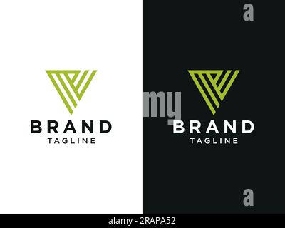Abstract Initial Letter V Logo. Green Geometric Shape isolated on Double Background. Usable for Business and Branding Logos. Flat Vector Logo Design T Stock Vector