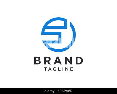 Abstract Initial Letter F Logo. Blue Motion Geometric Shape isolated on White Background. Usable for Business and Technology Logos. Flat Vector Logo D Stock Vector