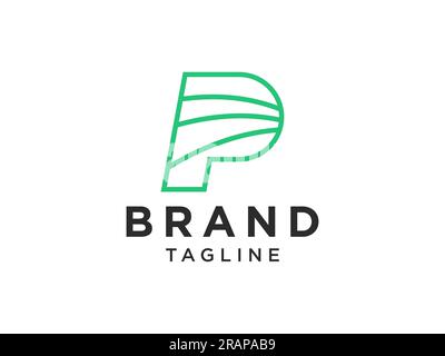 Abstract Initial Letter P Logo. Green Rounded Line Infinity Style isolated on White Background. Usable for Business and Technology Logos. Flat Vector Stock Vector