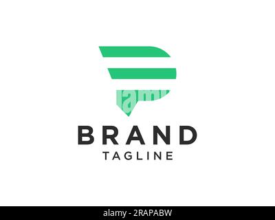 Abstract Initial Letter P Logo. Green Rounded Line Infinity Style isolated on White Background. Usable for Business and Technology Logos. Flat Vector Stock Vector