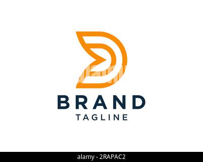 Abstract Initial Letter D Logo. Geometric Linear Arrow Style isolated on White Background. Usable for Business and Technology Logos. Flat Vector Logo Stock Vector